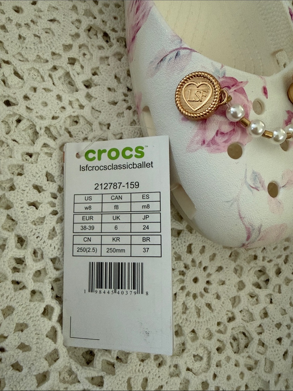 Crocs x LoveShackFancy Classic Ballet Flat NIB Pink White W8 - Picture 12 of 12